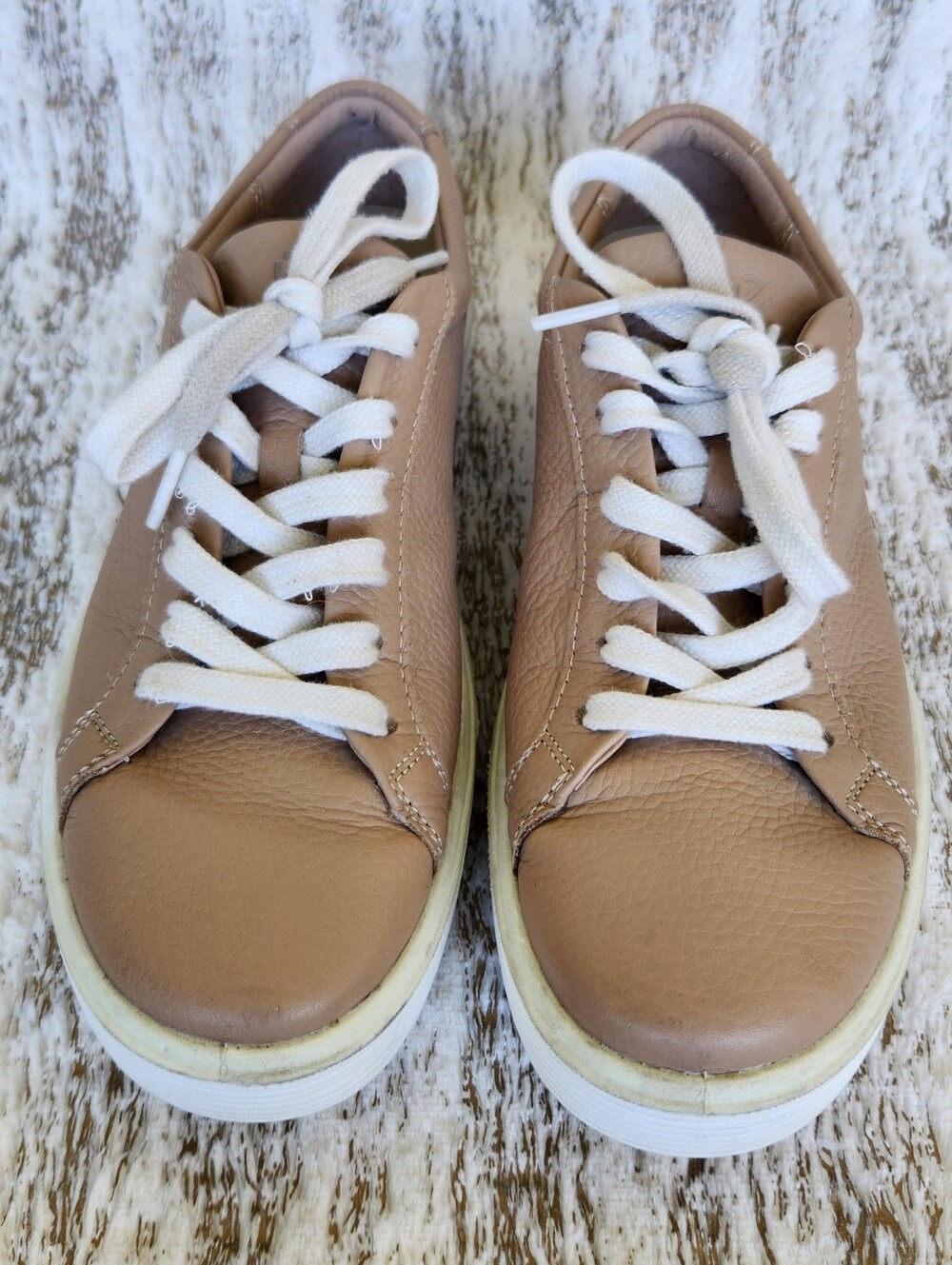 Ecco "Soft 60" Leather Sneakers Nude Tan Low Lace-up | Women's Size US 8 / 39 - Picture 4 of 12